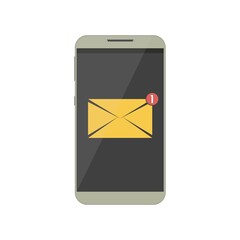 Aufkleber - Envelope on smartphone sreen icon. Template design of new email notification. Mobile messenger concept for web sites, web banners or mobile app.