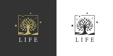 Tree of life logo. Nature symbol. Oak icon. Environment sign. Vector illustration.