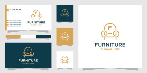 Canvas Print - Furniture logo with line art style and business card