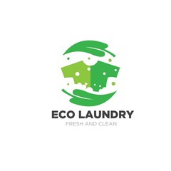 Poster - eco laundry service for wash logo designs simple modern