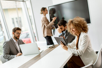 Multiethnic business people working together in the office