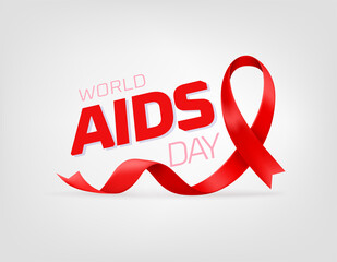 Aufkleber - World aids awareness day concept. Red silk ribbon