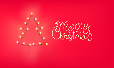 Poster - Christmas tree of lighting garland. Merry Christmas