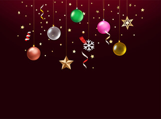 Poster - Winter season holidays background with accessories on rope