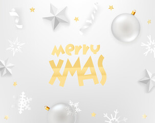 Poster - Merry Xmas. White background with white accessories.