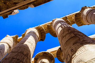 Wall Mural - Columns in the great hypostyle hall of the Karnak temple. Looking up