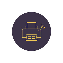 Fototapete - Printer icon on circle button, Vector simple flat line isolated illustration