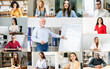 © Face Stock - Computer screen with a virtual classes on it. An elderly teacher, professor conducts video lecture, webinar, students watch and listen. Concept of online education