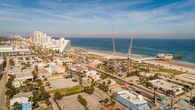 "Daytona Beach, FL USA - 12-10-2020: Aerial Shot Of The Iconic Daytona Beach Skyline On Highway A1A."