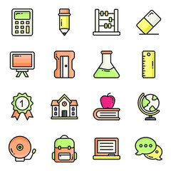 Wall Mural - Education vector icons set, in flat design education, school, Collection of modern pictograms and university with elements for mobile concepts and web apps.