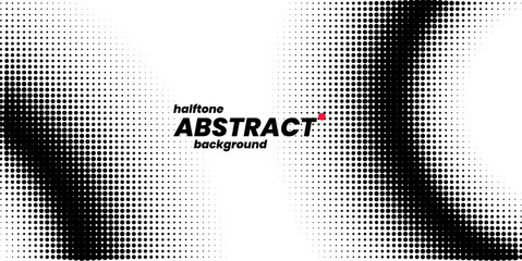 Aufkleber - Halftone in abstract style with place for text. Geometric retro banner vector texture. Modern print. White and black background. Light effect