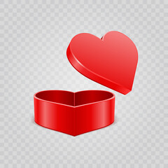 Wall Mural - Red heart gift box isolated on transparent background for valentines day design