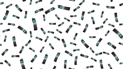 Poster - Seamless pattern of retro old hipster cell mobile phones from the 70s, 80s, 90s, 2000s on a white background