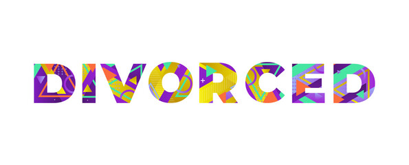 Sticker - Divorced Concept Retro Colorful Word Art Illustration