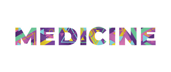 Sticker - Medicine Concept Retro Colorful Word Art Illustration