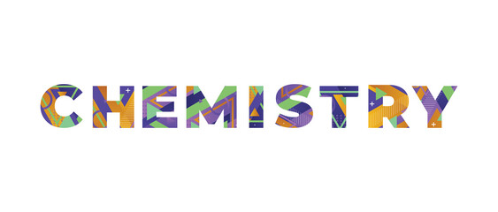 Sticker - Chemistry Concept Retro Colorful Word Art Illustration