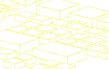 Poster - Abstract 3d illustration texture background with yellow color outlined white rectangular blocks in different sizes. 