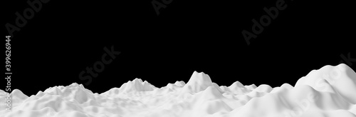 Snowdrift on black background 3D render