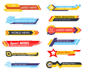 Poster - Breaking news. Lower third TV news bars vector set. Live news. Banners for broadcasting television video template. Streaming news signs