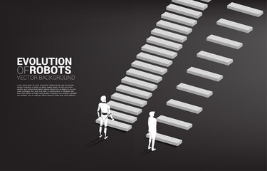 Poster - Non fair racing of human and robot. Business concept for machine learning and a.i artificial intelligence.human vs. robot.
