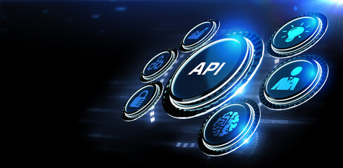 API - Application Programming Interface. Software development tool. Business, modern technology, internet and networking concept.