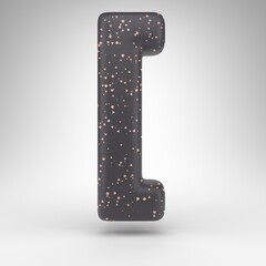 Left square bracket symbol on white background. Black matte 3D rendered sign with copper dots texture.