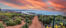 Hiking Trail Above Dana Point City View At Sunset