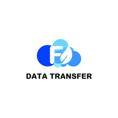 Initial letter F with leaf cloud icon for smart technology database storage logo concept