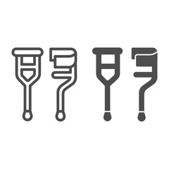 Poster - Crutches line and solid icon, medical equipment concept, crutches sign on white background, crutches icon in outline style for mobile concept and web design. Vector graphics.