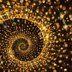 abstract golden atom light  background with spiral  circles