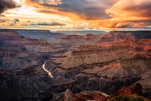 Colorful Sunset On The Grand Canyon, Grand Canyon National Park, Arizona