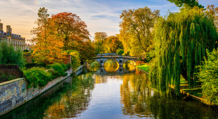 Canvas Print - Beautiful autumn scenery of Cambridge city at the river Cam. England 