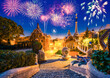 © Pawel Pajor - Fireworks show in Barcelona seen from Park Guell. Park was built from 1900 to 1914 and was officially opened as a public park in 1926. In 1984, UNESCO declared the park a World Heritage Site