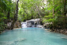 Photo Picture Of A Fascinating View Thailand Waterfall And The Azure Water With Colors On The Sun
