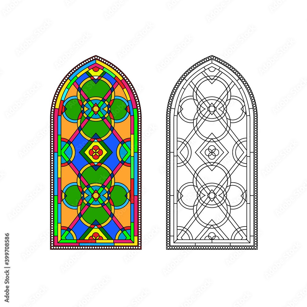 Gothic windows. Vintage frames. Church stained-glass windows Stock ...