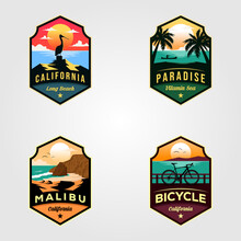 Set Of Beach Logo Travel Illustration Designs