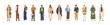 Set of stylish modern women in fashion clothes. Spring and autumn vogue. Collection of people in fashionable urban outfits isolated on white background. Colorful flat vector illustration