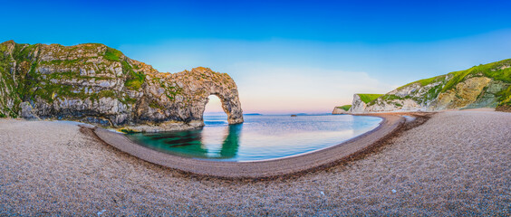 Poster - Durdle Door panorama, Dorset, Jurassic Coast, England, UK