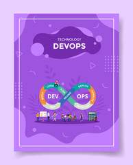 Poster - technology devops people around devops arrow way chain for template of banners, flyer, books cover, magazines with liquid shape style