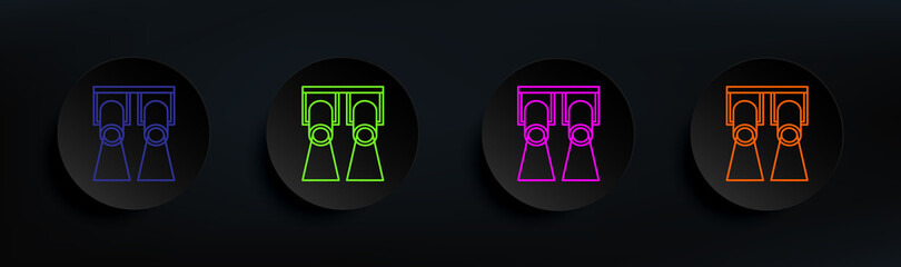 Poster - spotlights for the stage dark badge color set. Simple thin line, outline vector of spotlight icons for ui and ux, website or mobile application