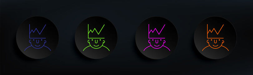 Poster - success on mind dark badge color set. simple thin line, outline vector of what is in your mind icons