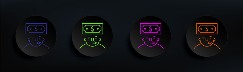 Poster - money on mind dark badge color set. simple thin line, outline vector of what is in your mind icons f