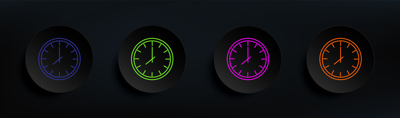 Poster - clock dark badge color set. Simple thin line, outline vector of appliances icons for ui and ux, website or mobile application