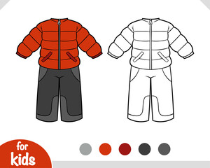 Wall Mural - Coloring book, Winter snowsuit for boys