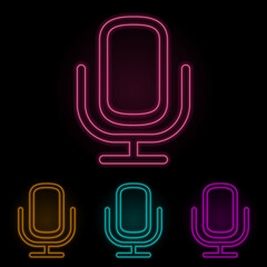 Poster - microphone color neon set. Simple thin line, outline vector of web icons for ui and ux, website or mobile application
