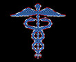 caduceus pharmacy medicine symbol United States of America USA Flag illustration