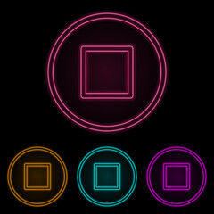 Poster - stop sign in a circle color neon set. simple thin line, outline vector of web icons for ui and ux, w
