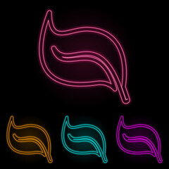 Poster - plant leaf color neon set. Simple thin line, outline vector of web icons for ui and ux, website or mobile application