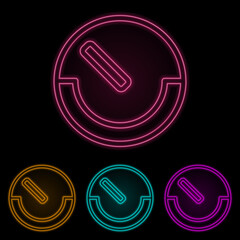 Poster - speedometer color neon set. Simple thin line, outline vector of web icons for ui and ux, website or mobile application