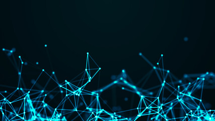  - abstract background with moving dots and lines. network connection structure. futuristic illustratio